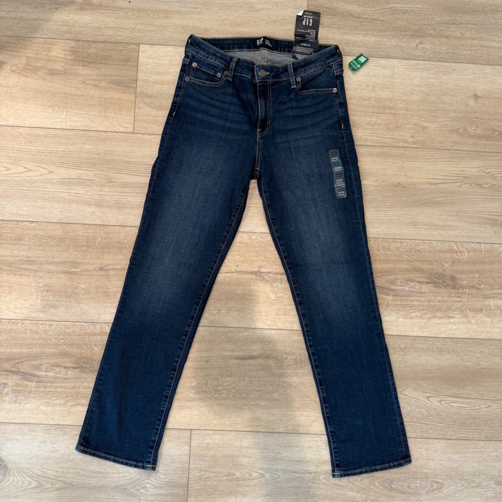 GAP Classic Straight Leg Mid-Rise Stretch Jeans Dark Wash Indigo 10/30R NWT